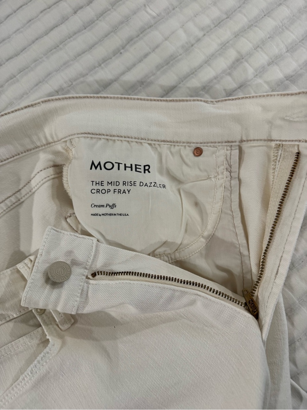 MOTHER High-Rise Cream Denim Jeans